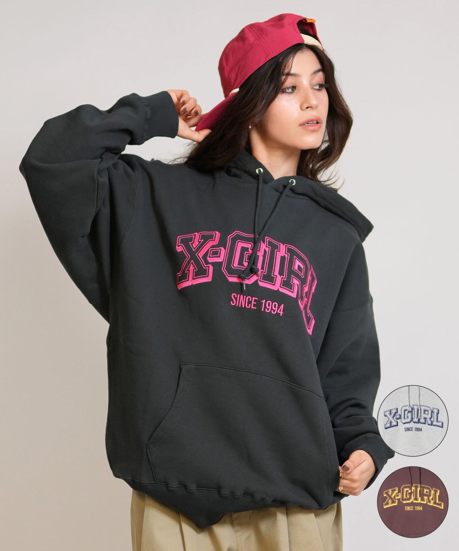X-GIRL エックスガール プルオーバー パーカー レディース ロゴ サガラ