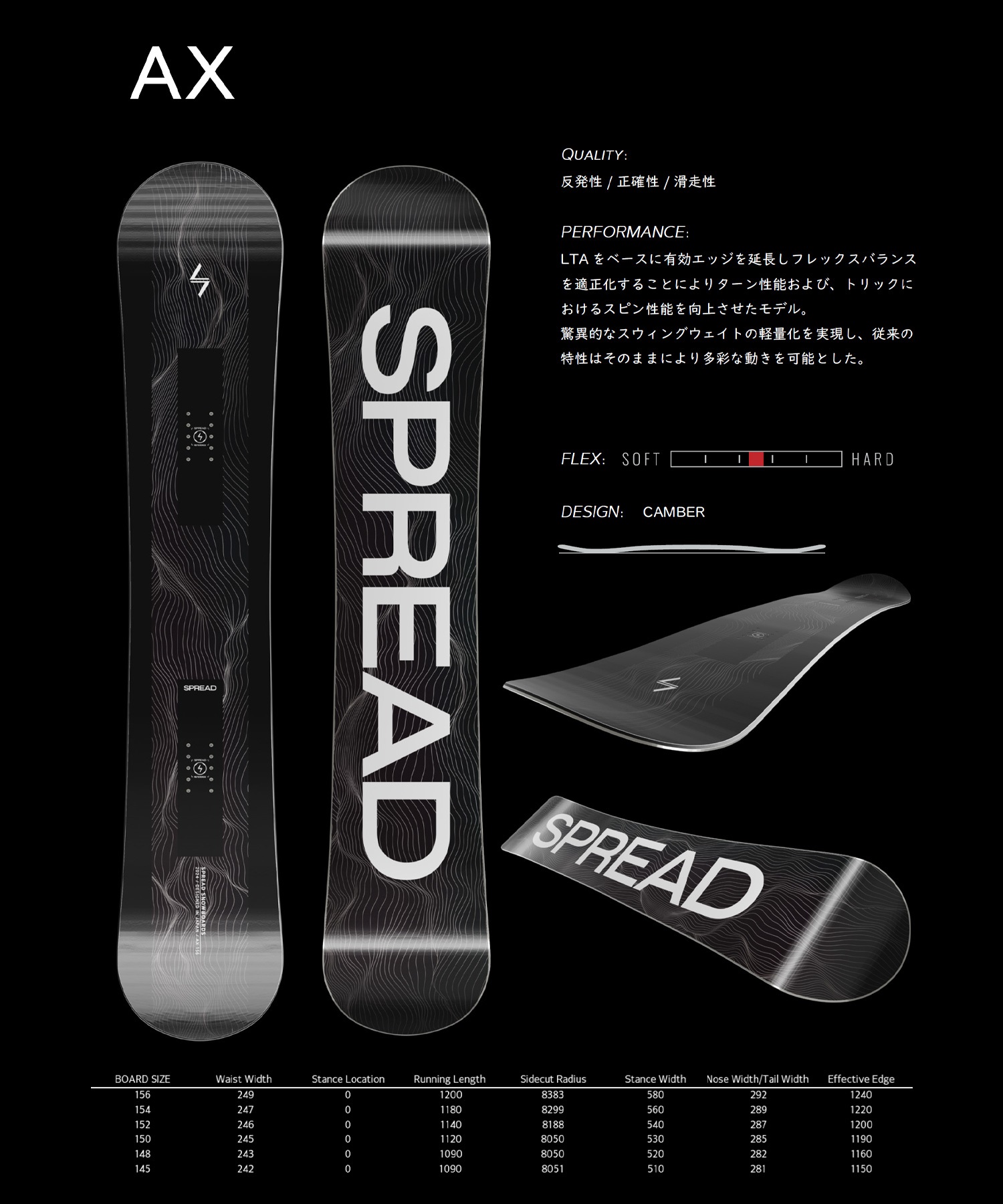 SPREAD スプレッド エーエックス スノーボード 板 メンズ 24-25 LL B23