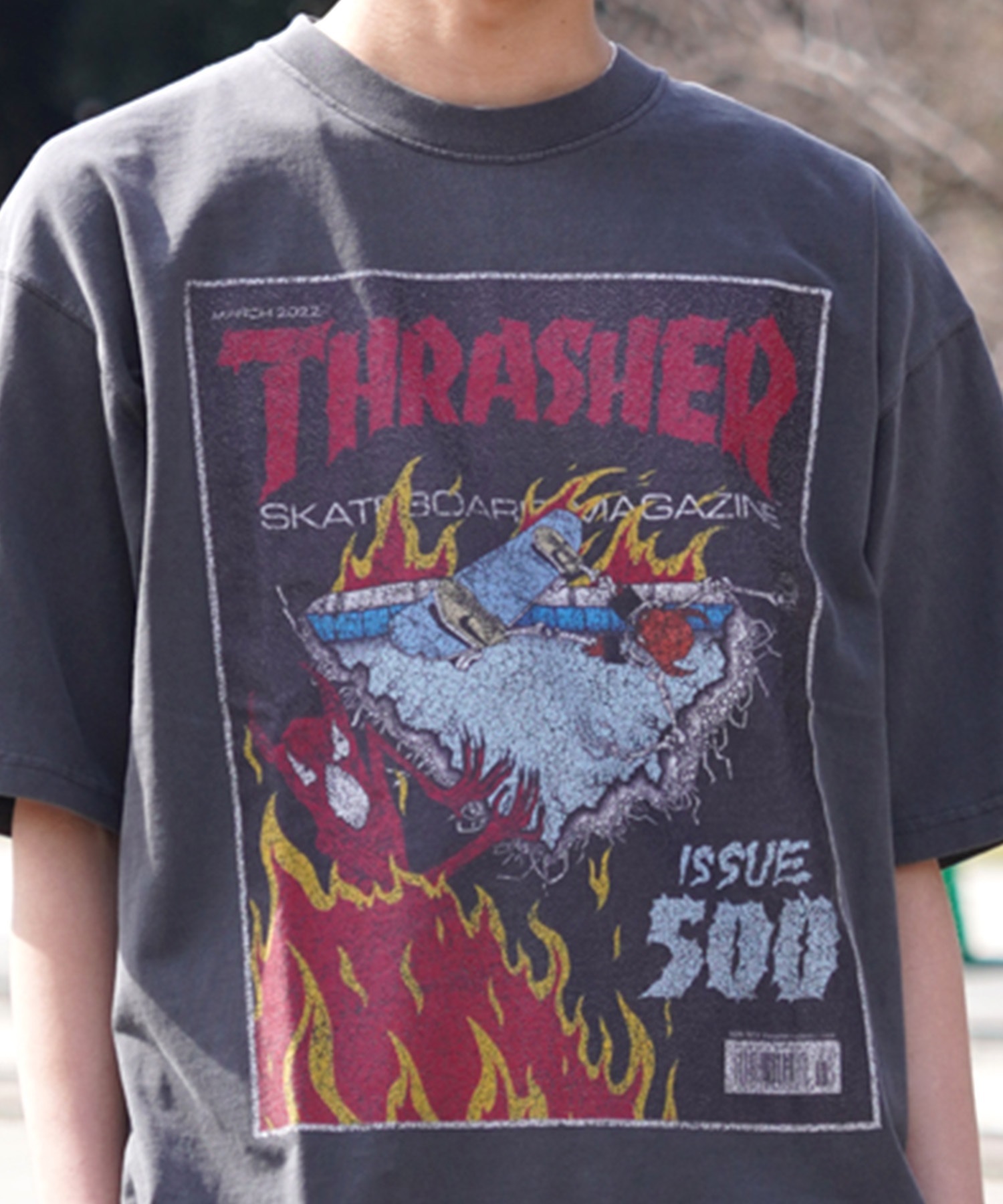 THRASHER スラッシャー メンズ 半袖 Tシャツ ピグメント染 MAGAZINE