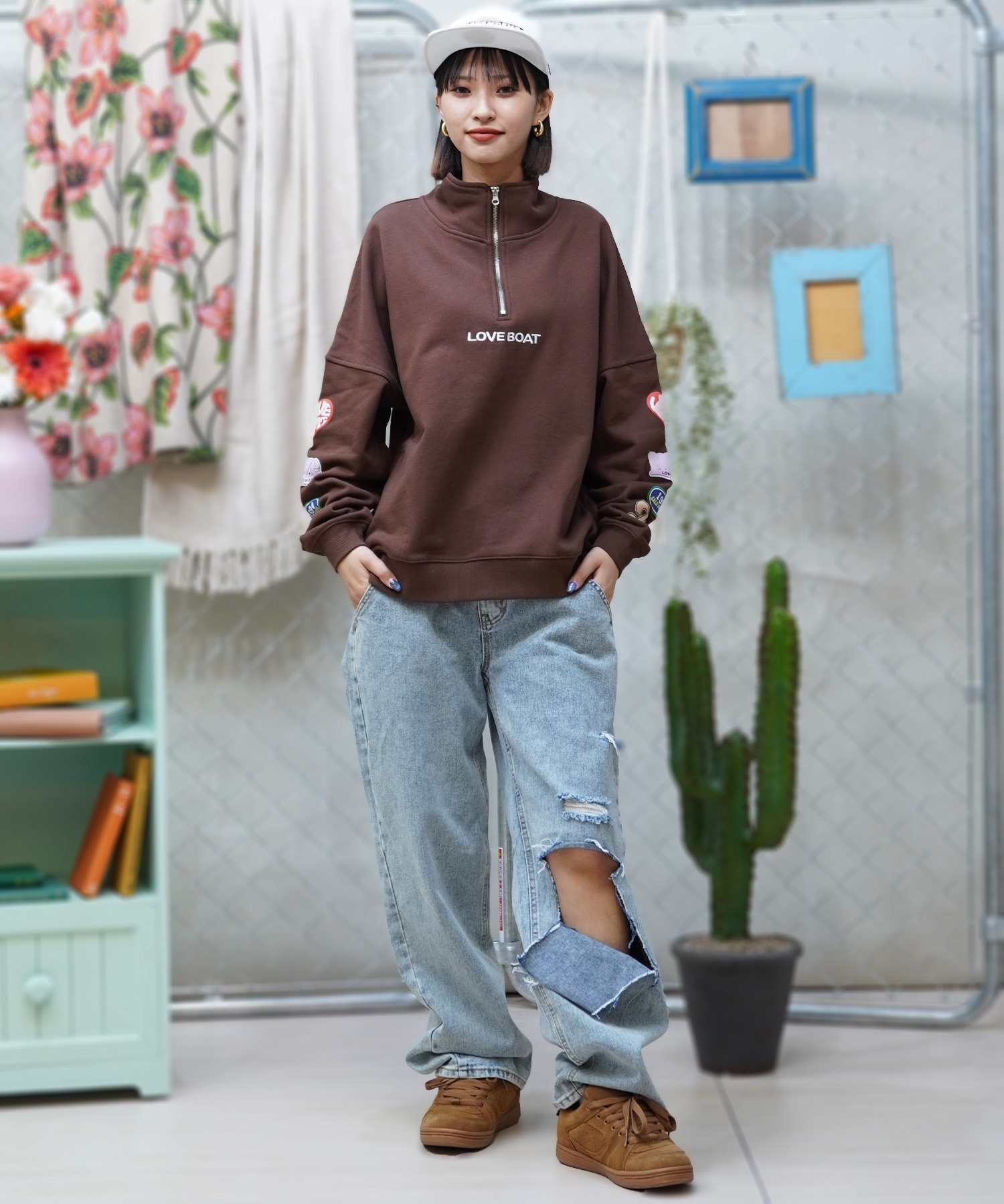 ムラサキスポーツ限定】LOVE BOAT ラブボート レディース ハーフジップ