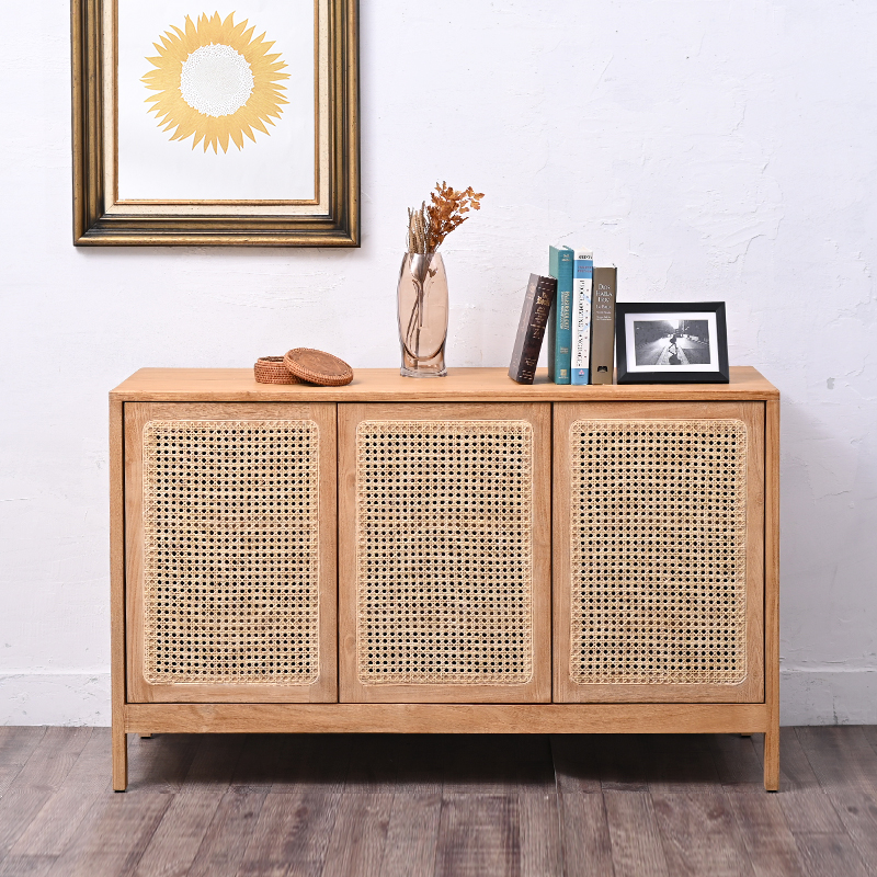 CALM ラタン×チーク無垢材 KAGOME キャビネット 120cm幅 G688XPを激安