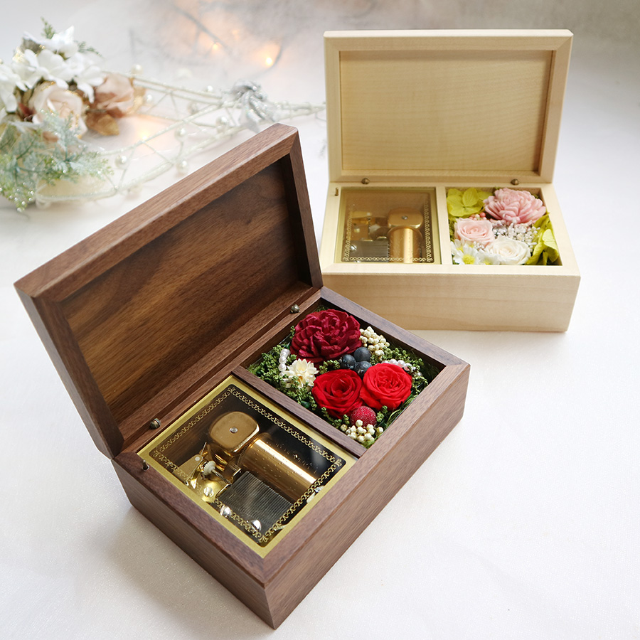 30弁】ラルゴ 花付き オルゴール プレゼント おしゃれ 木製 ｜株式会社