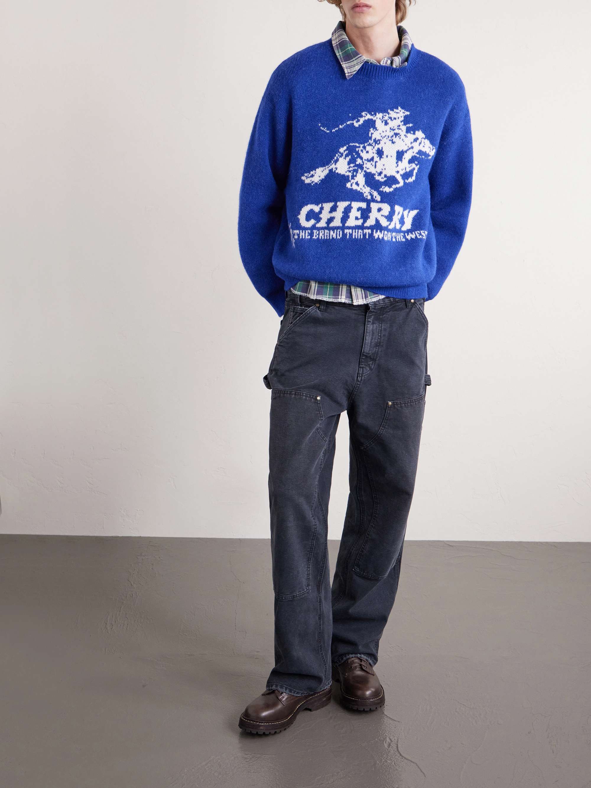 CHERRY LOS ANGELES Won The West Jacquard-Knit Alpaca-Blend Sweater