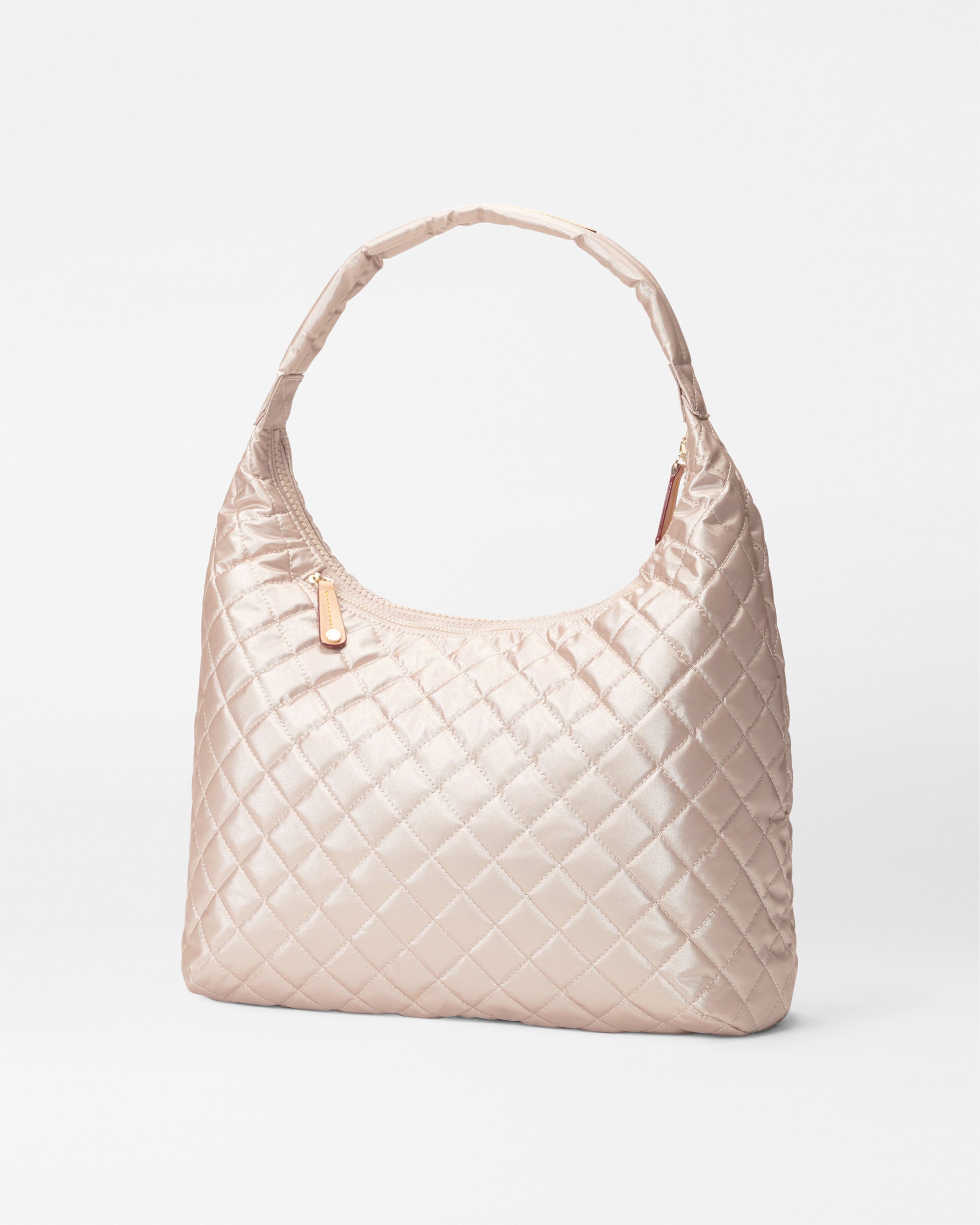 Pale Rose Gold Metallic Large Metro Shoulder Bag