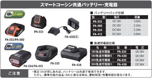 工進 スマートシリーズ用バッテリー36Vバッテリー 5．0Ah(PA