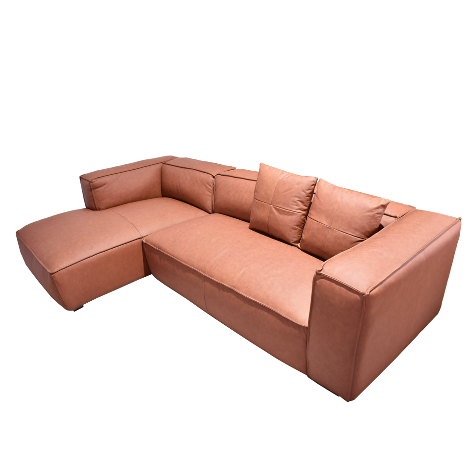 カウチソファZM810－L（L）【送料・開梱設置無料】ブラウンレザー