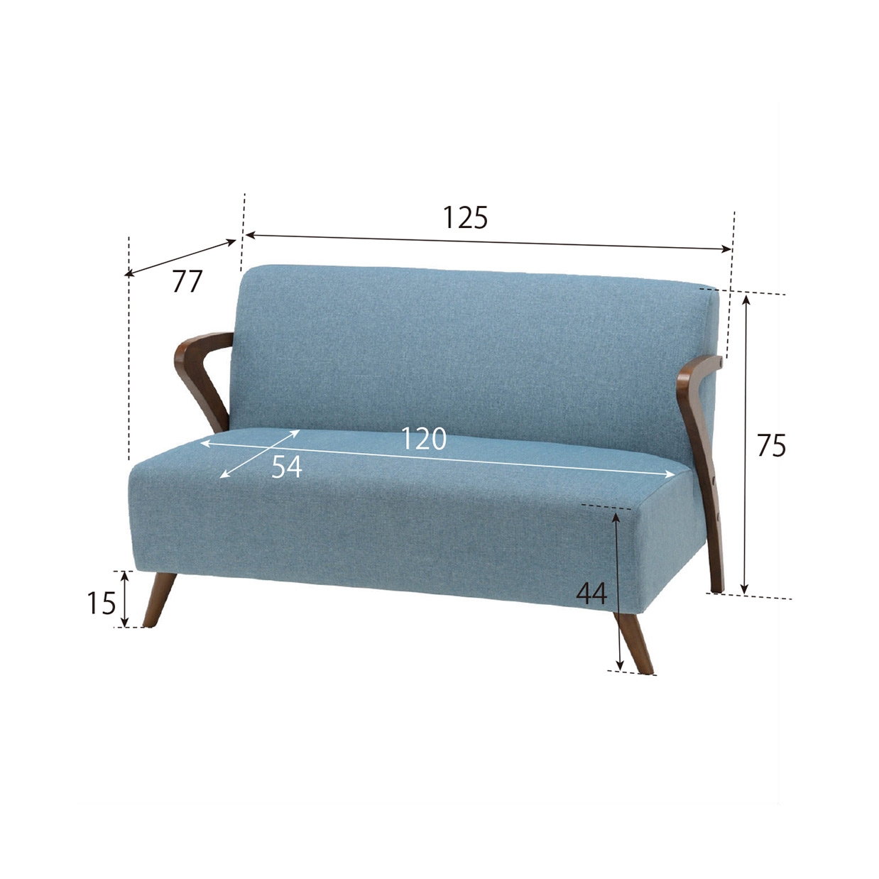 ソファ8581B 2人掛け【送料・開梱設置無料】 ブルー 通販|インテリア