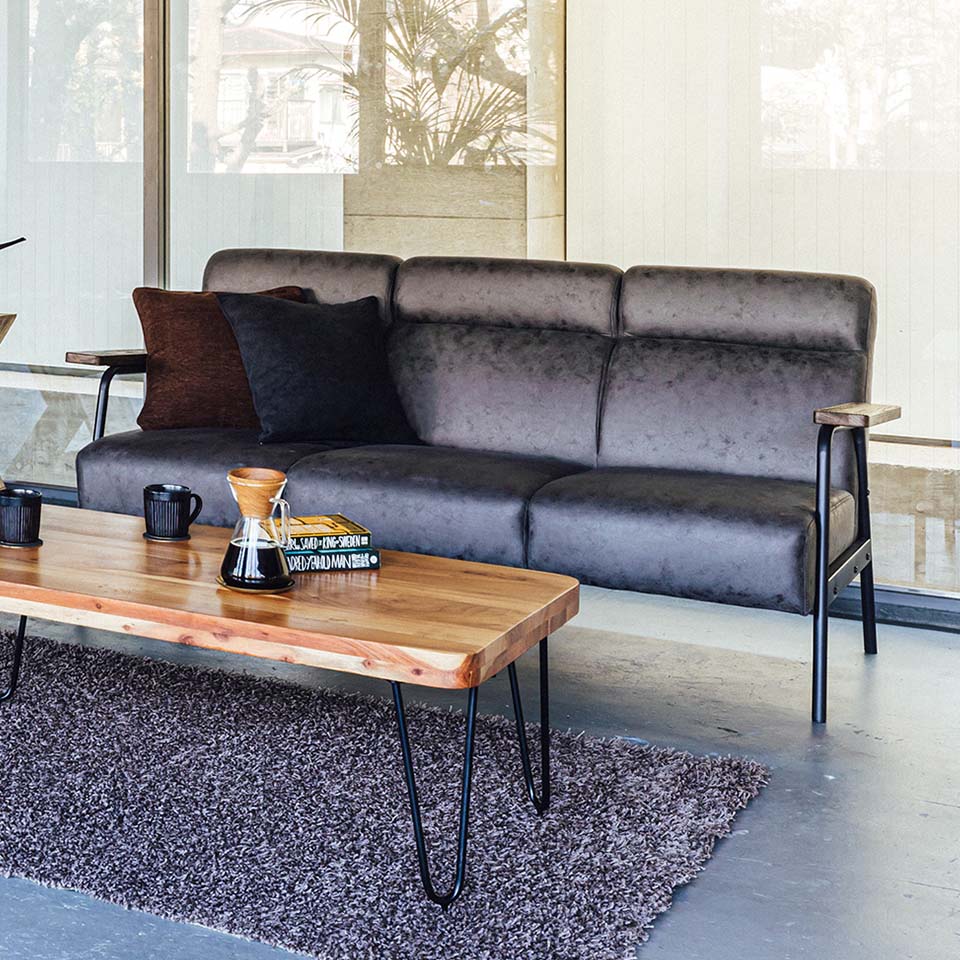 ソファNC728A 3人掛け【送料・開梱設置無料】 ダークグレー | NOCE