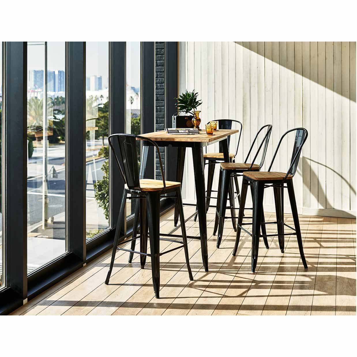 ハイチェアT3513-30GBM【送料無料】 ブラック/ナチュラル 通販