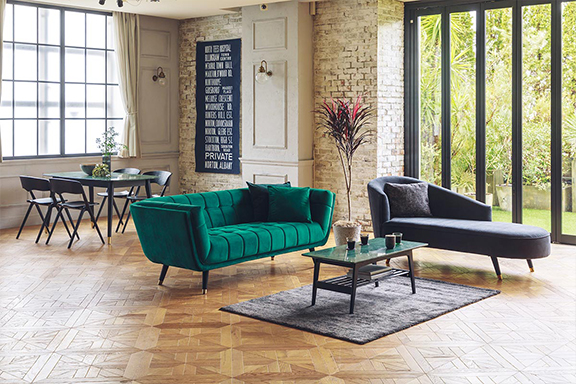 ベルベットソファでラグジュアリーなリビングダイニング | NOCE