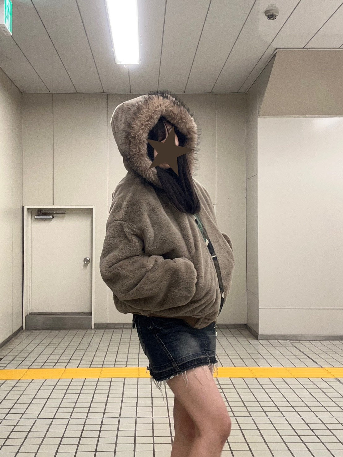 ファーフード迷彩リバーシブル中綿ジャケット MI-029