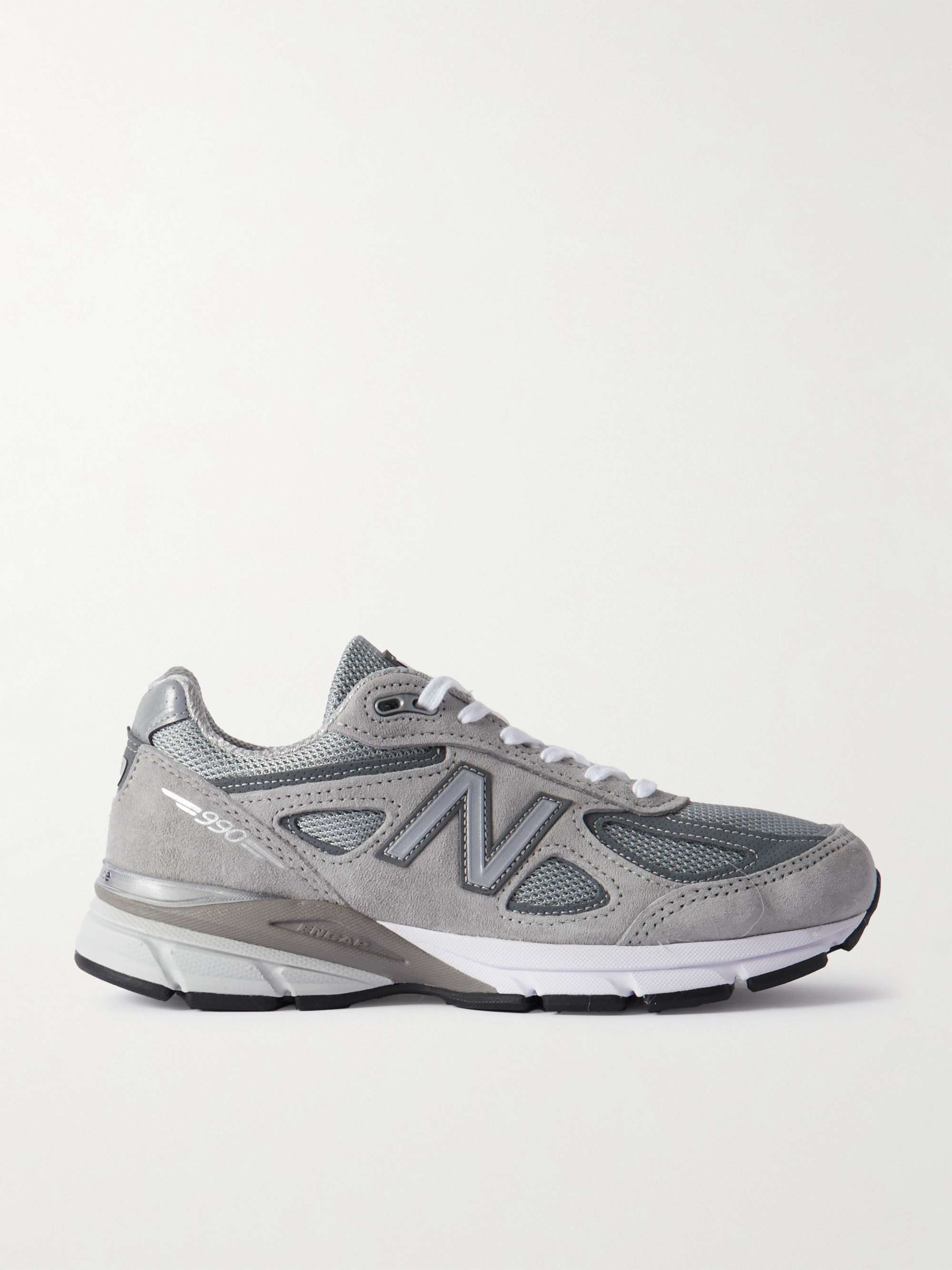 NEW BALANCE 990v4 leather-trimmed suede and mesh sneakers | NET-A