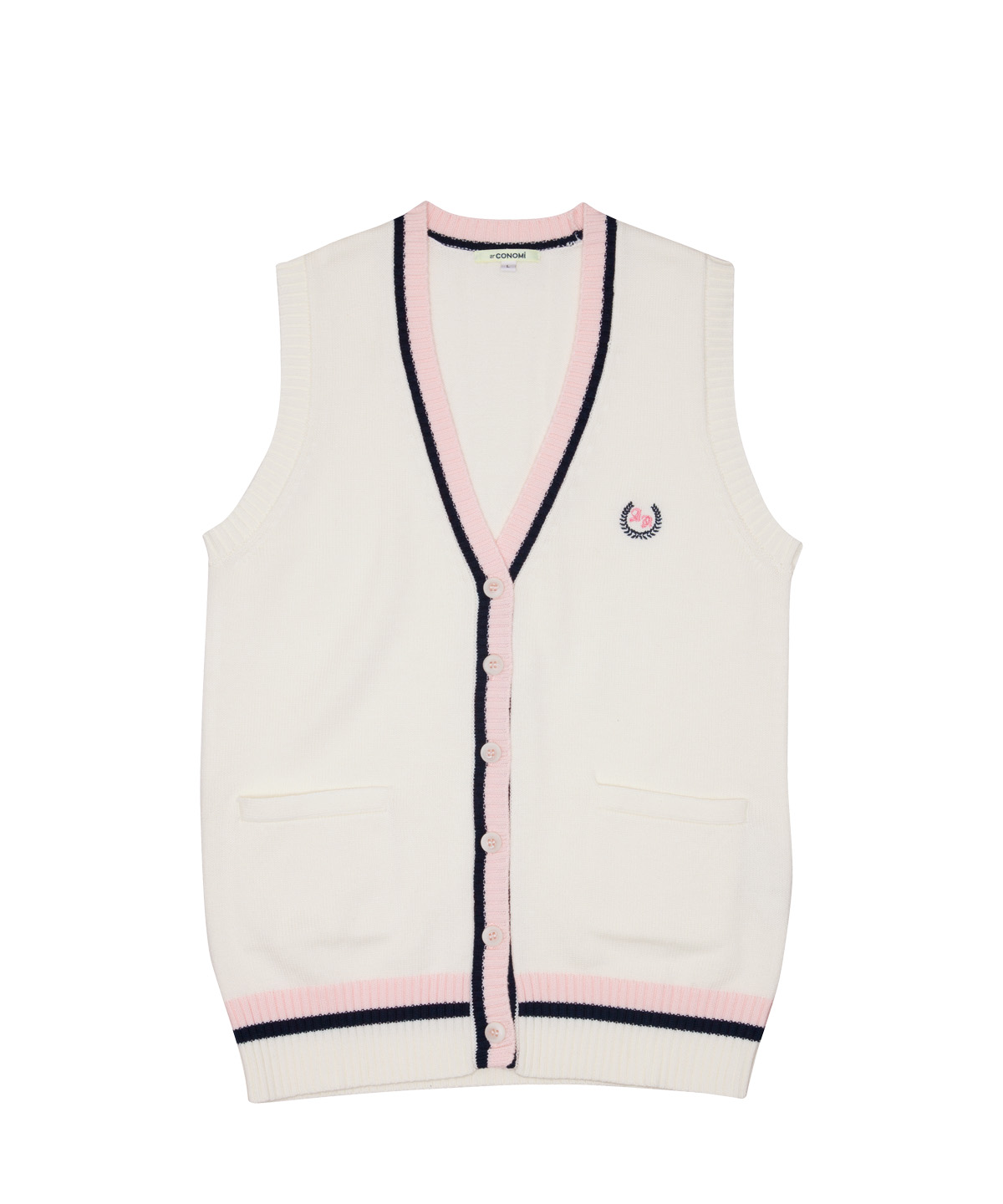 L〕ラインベスト ホワイト×ピンク｜制服 学生服 セーラー服レンタル