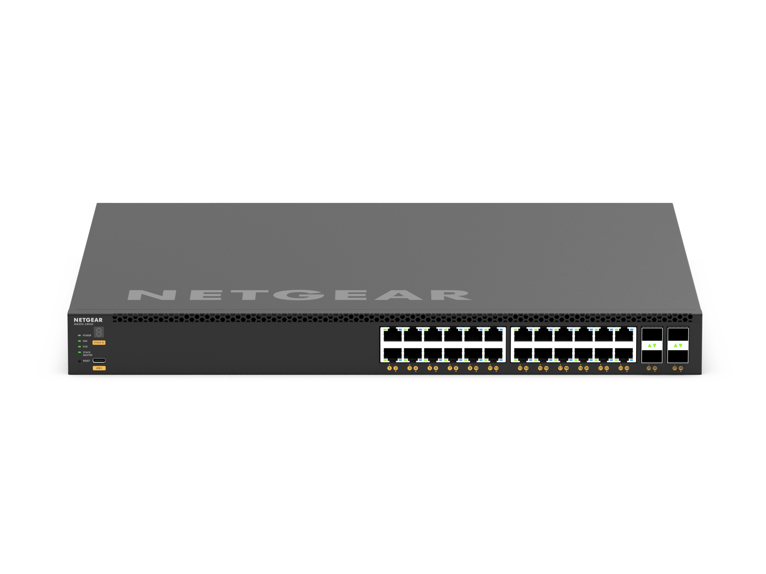 XSM4328CV 24ポートPoE++マルチギガ& SFP28スイッチ- NETGEAR AV M4350