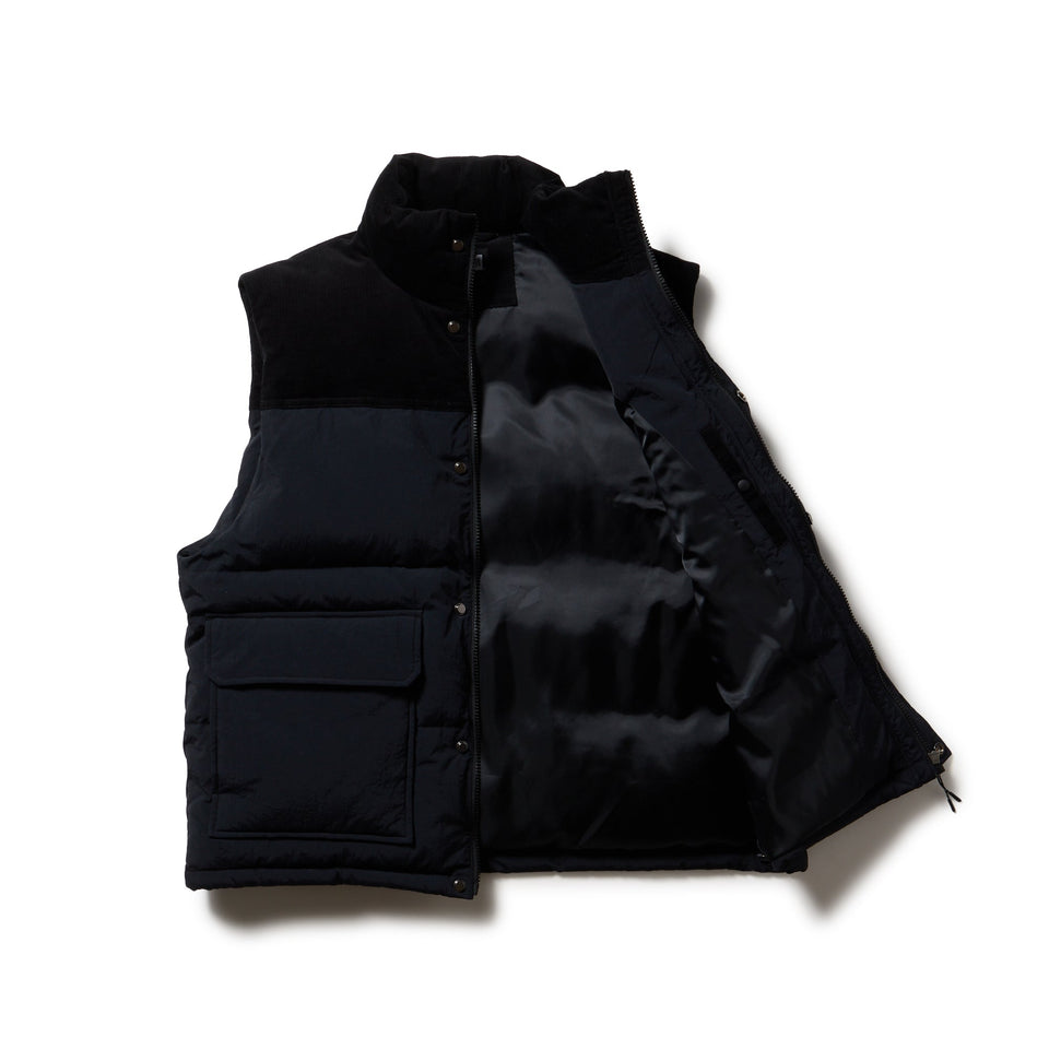 ダウンベスト コーデュロイ ナイロン コンビ ブラック | ニューエラ