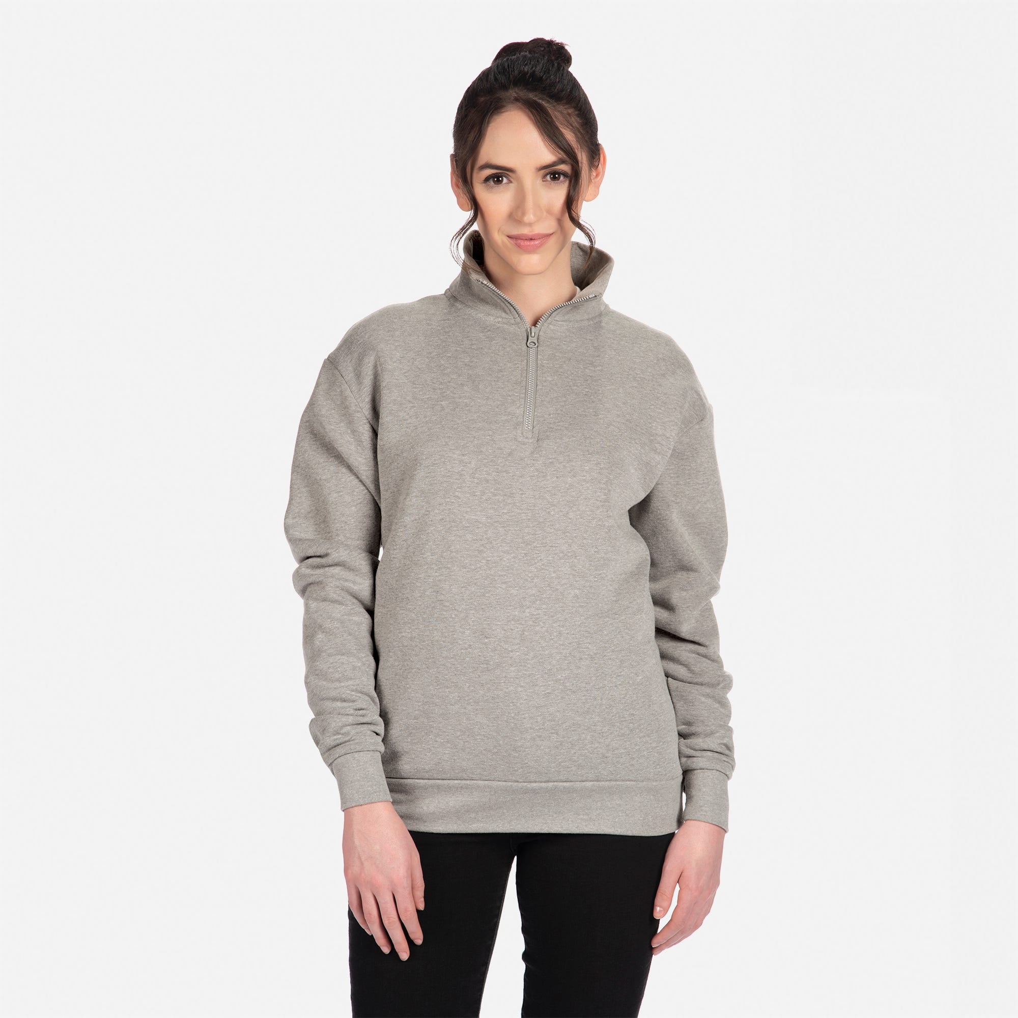 9643 Fleece Quarter Zip - Heather Gray | Next Level Apparel