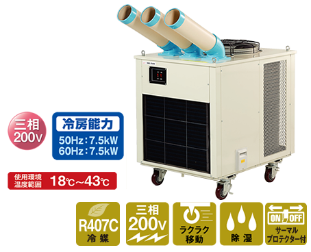 株式会社ナカトミ ｜ 首振りツインダクトスポットクーラー三相 SAC-4500