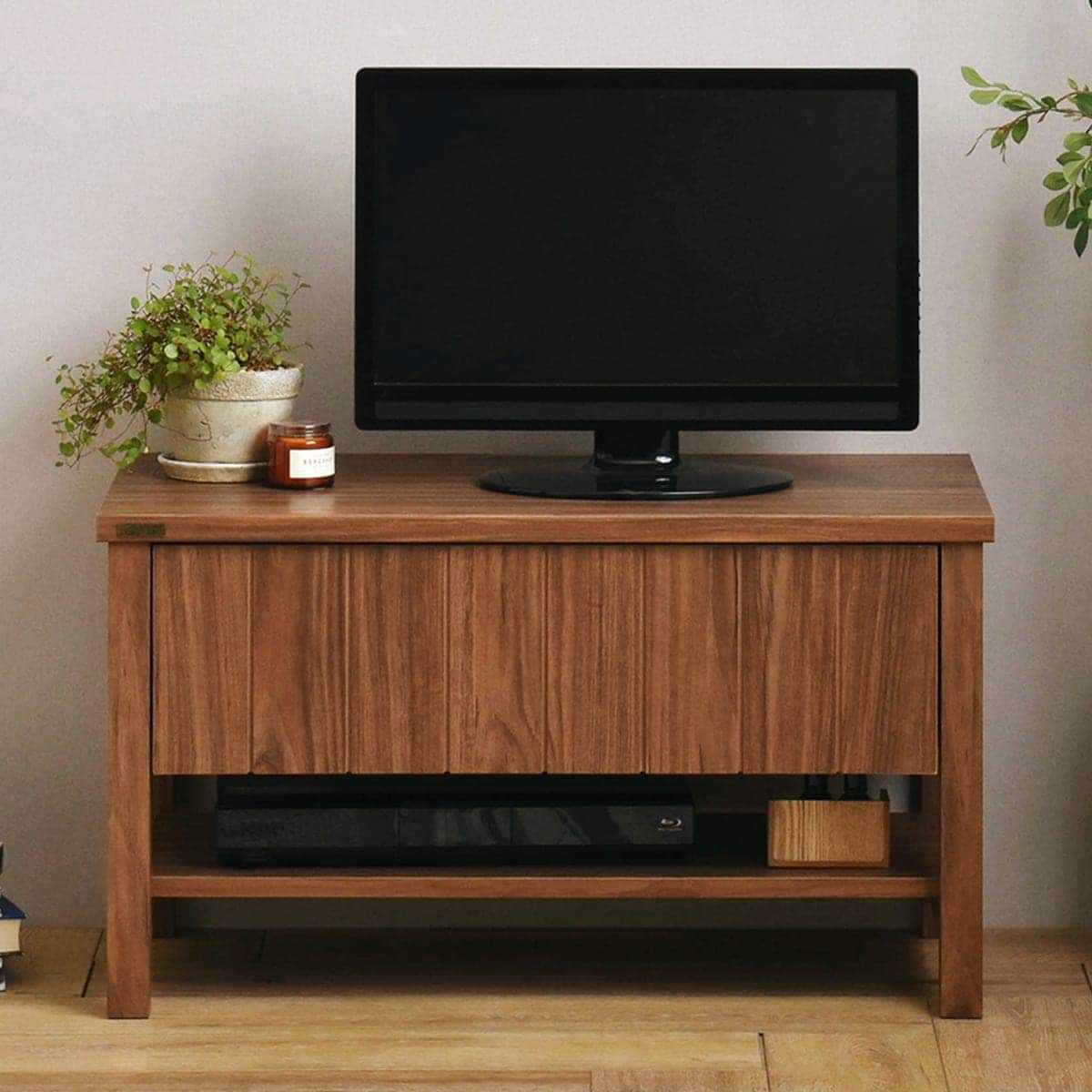 ナチュラルテイストな天然木調のテレビ台 (ローボード幅80cm BR