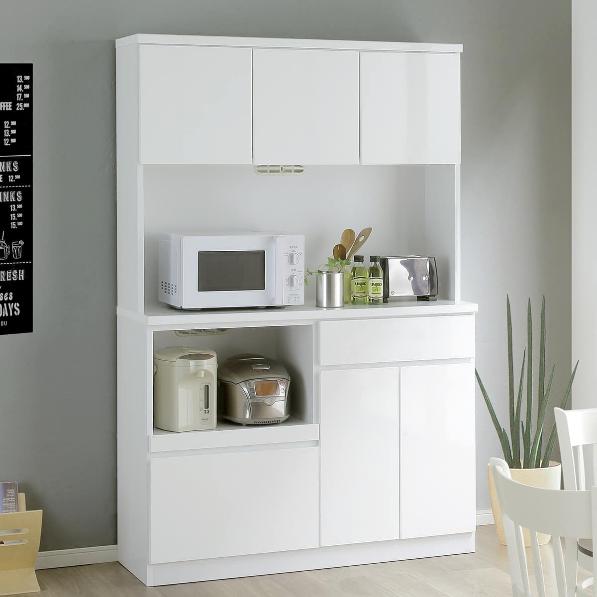 鏡面仕様のキッチンボード (幅120cm WH) | ニトリネット【公式】 家具