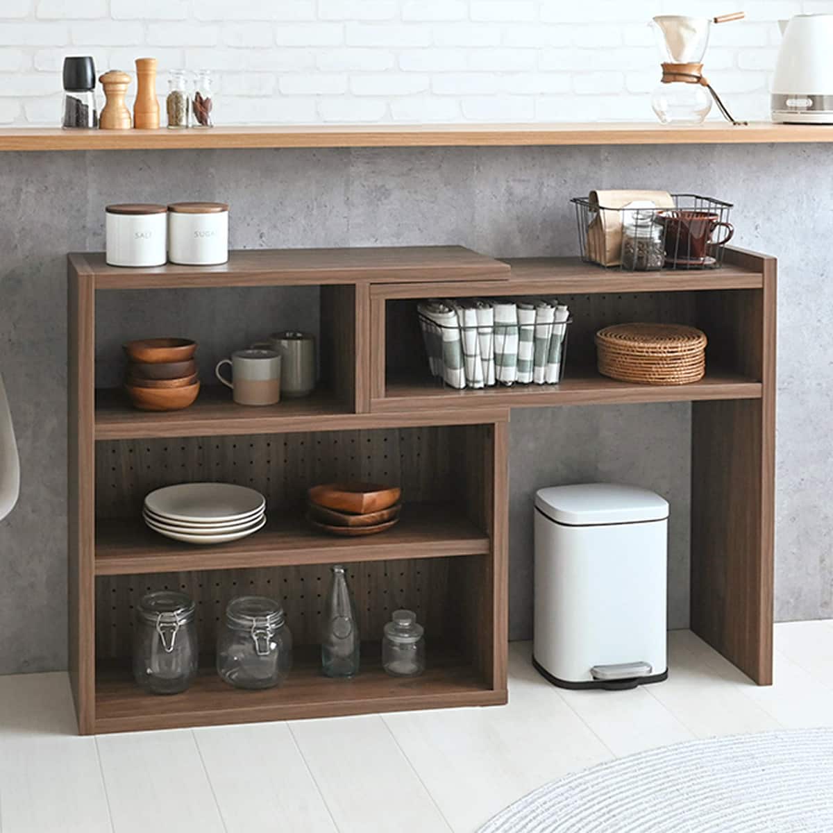 伸縮回転オープンラック (72×72cm BR) | ニトリネット【公式】 家具