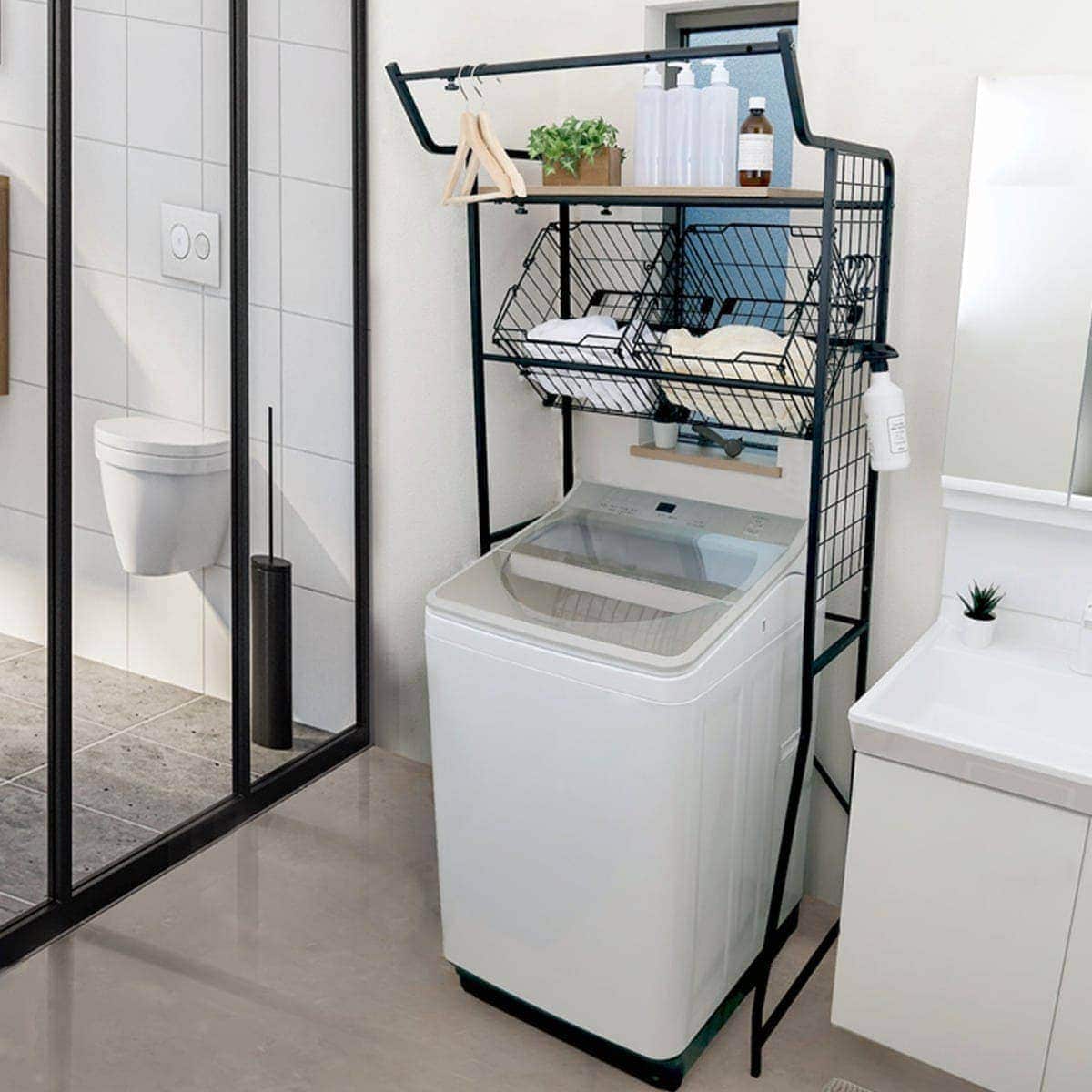 幅調整ができるカゴ付きランドリーラック(ナチュラル) | ニトリネット