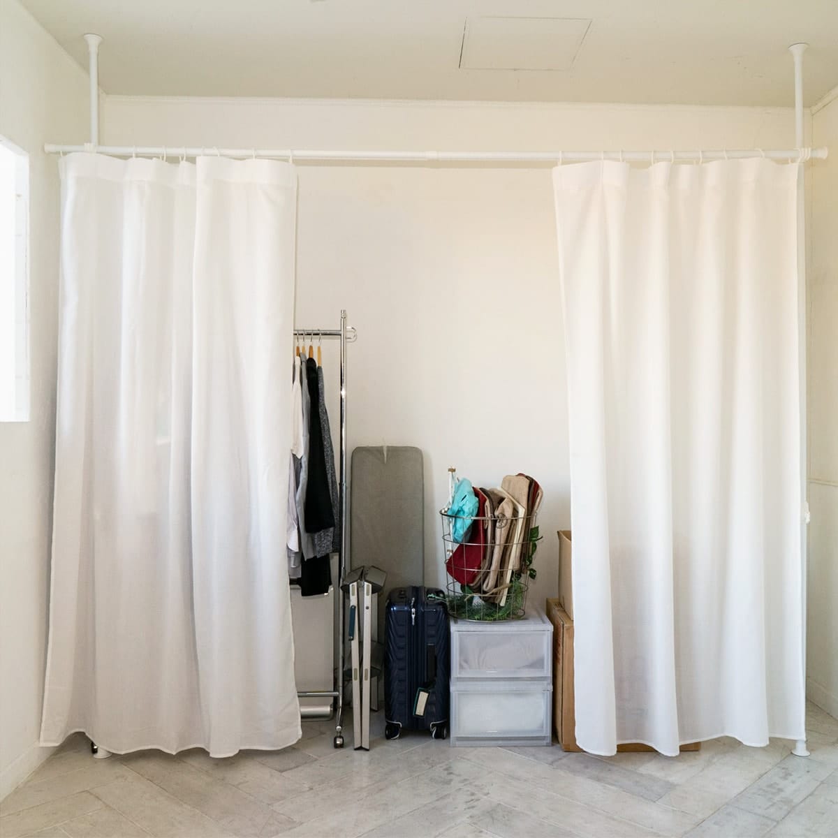 簡単】ワンタッチ式 突っ張りカーテンポール 2ポールタイプ カーテン