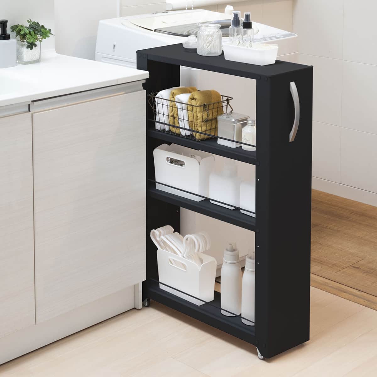 物置メーカーがつくった頑丈な隙間収納 スチールワゴン ロータイプ (幅