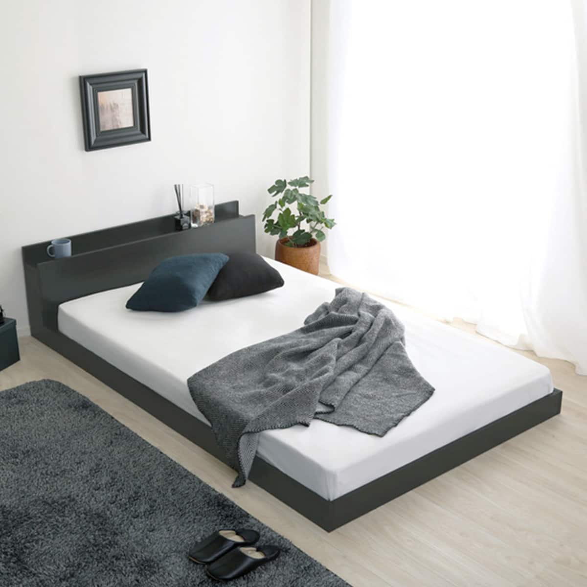 宮・コンセント付き北欧調フロアベッドフレーム(S DBR) | ニトリネット