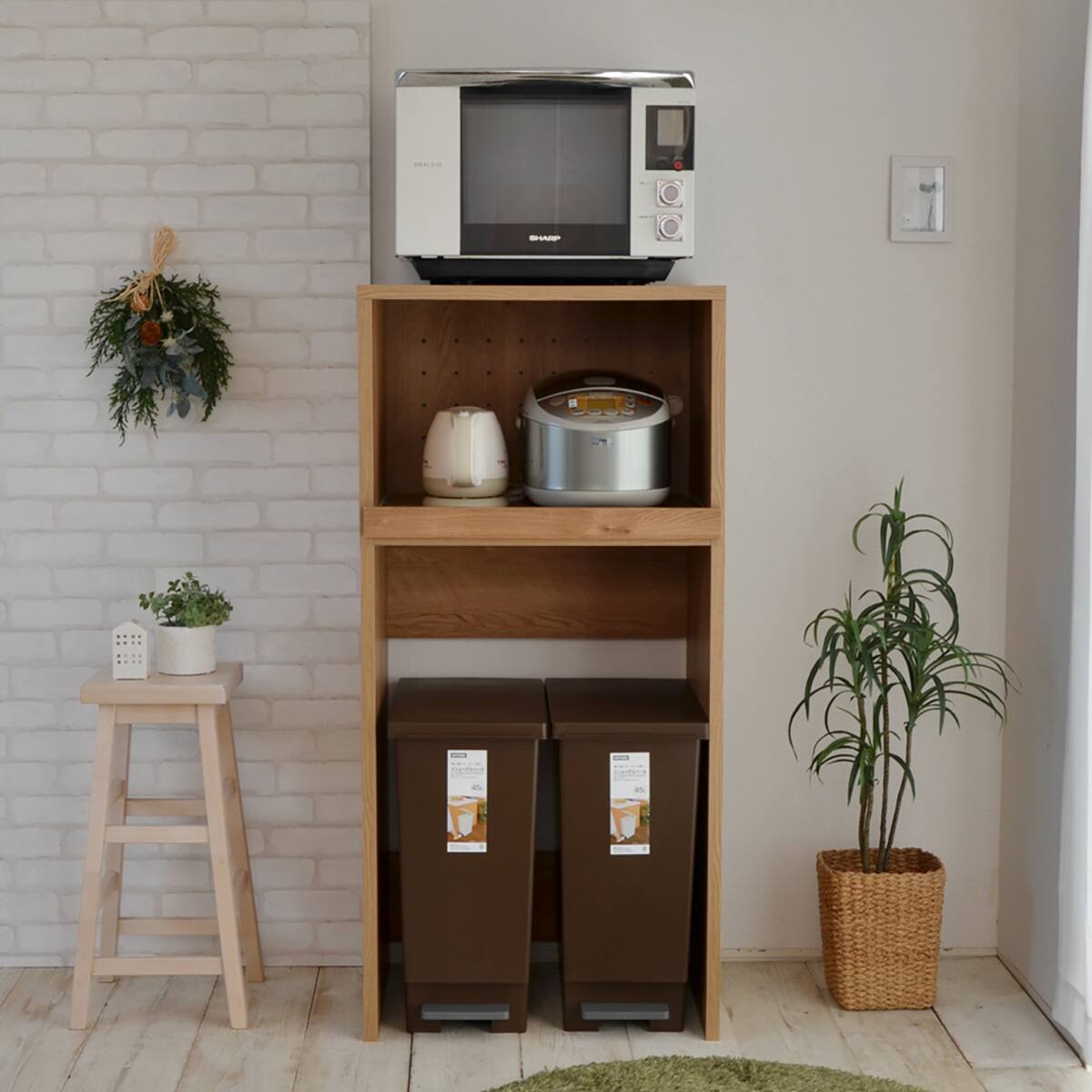 ごみ箱が入るキッチンラック (高さ約128cm LBR) | ニトリネット【公式