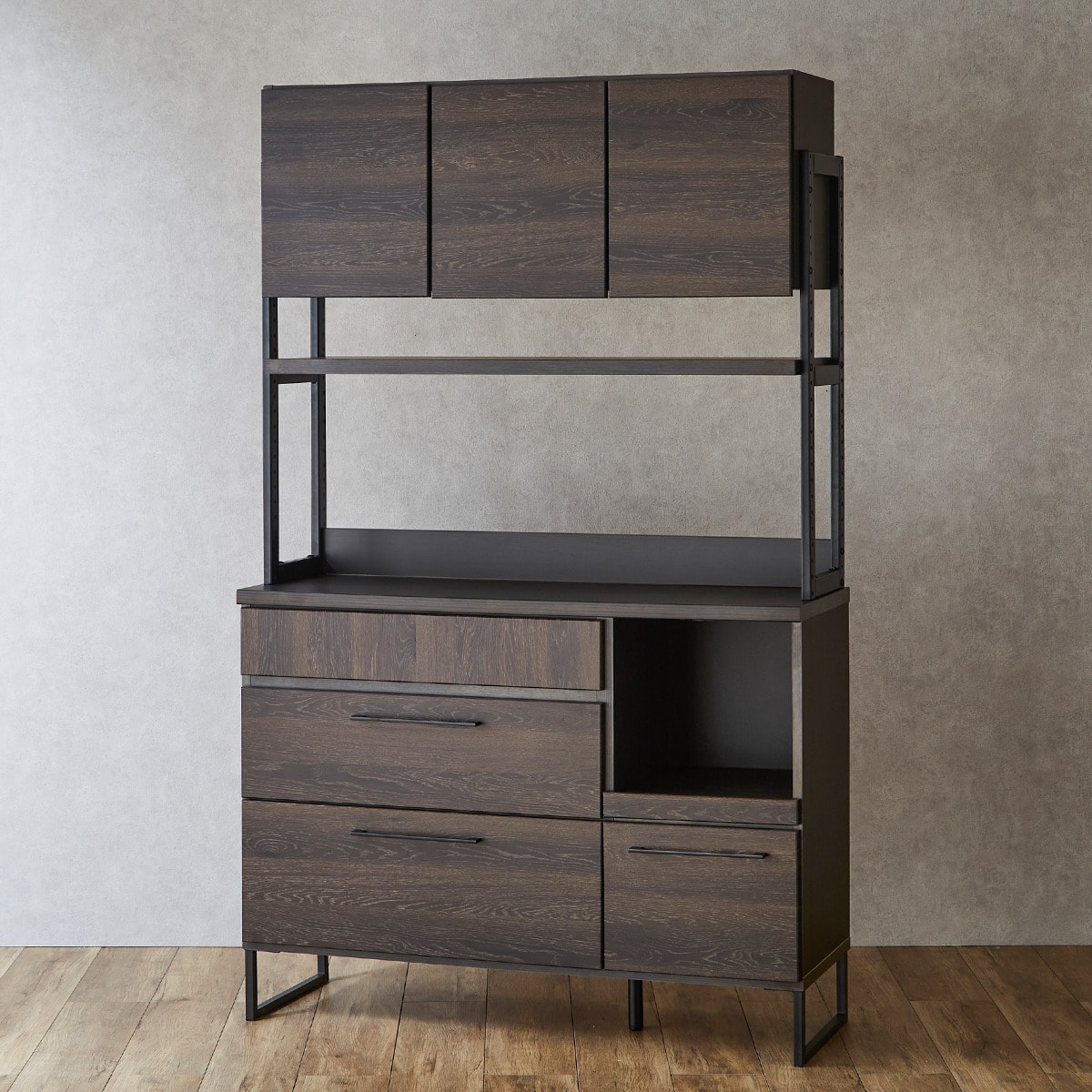 ヴィンテージテイストの完成品キッチンボード (120 DBR) | ニトリ