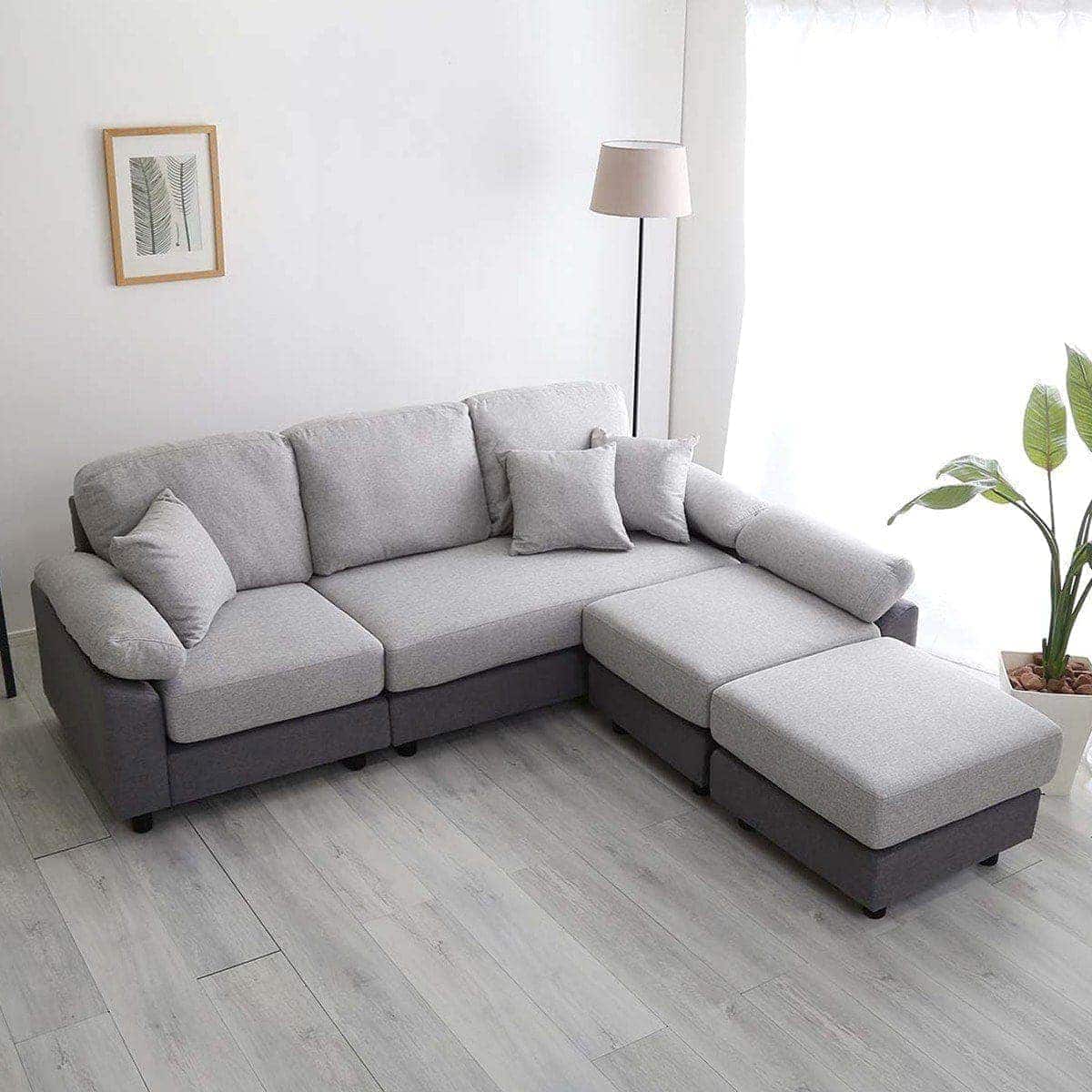 5人掛けコーナーカウチソファ 布張りツートンタイプ (GY) | ニトリ