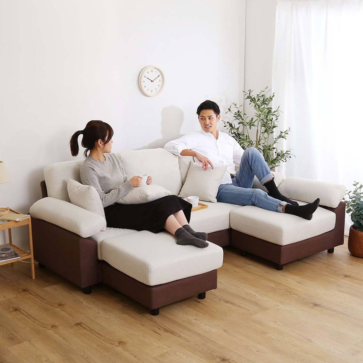 5人掛けコーナーカウチソファ 布張りツートンタイプ (IV) | ニトリ