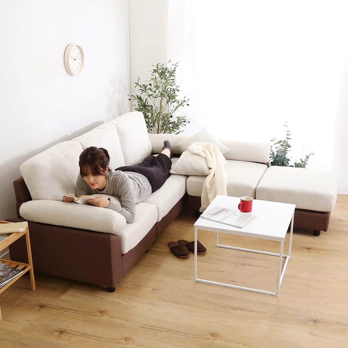 5人掛けコーナーカウチソファ 布張りツートンタイプ (IV) | ニトリ