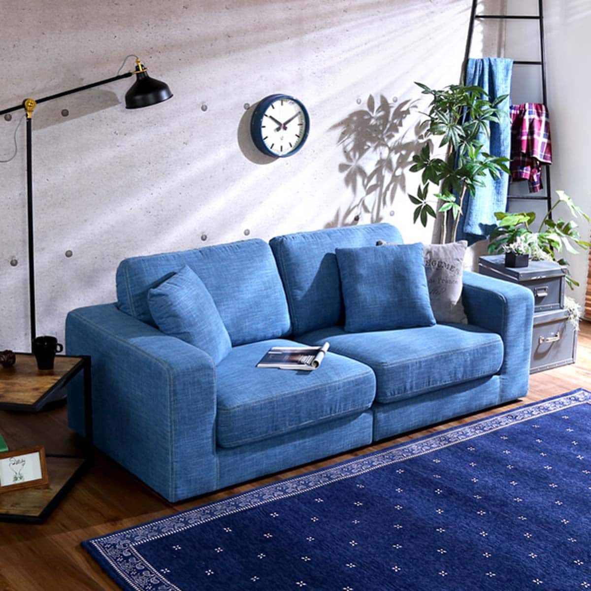 おしゃれなデニム風2人掛けソファ (クッション2個付き) (DBL) | ニトリ