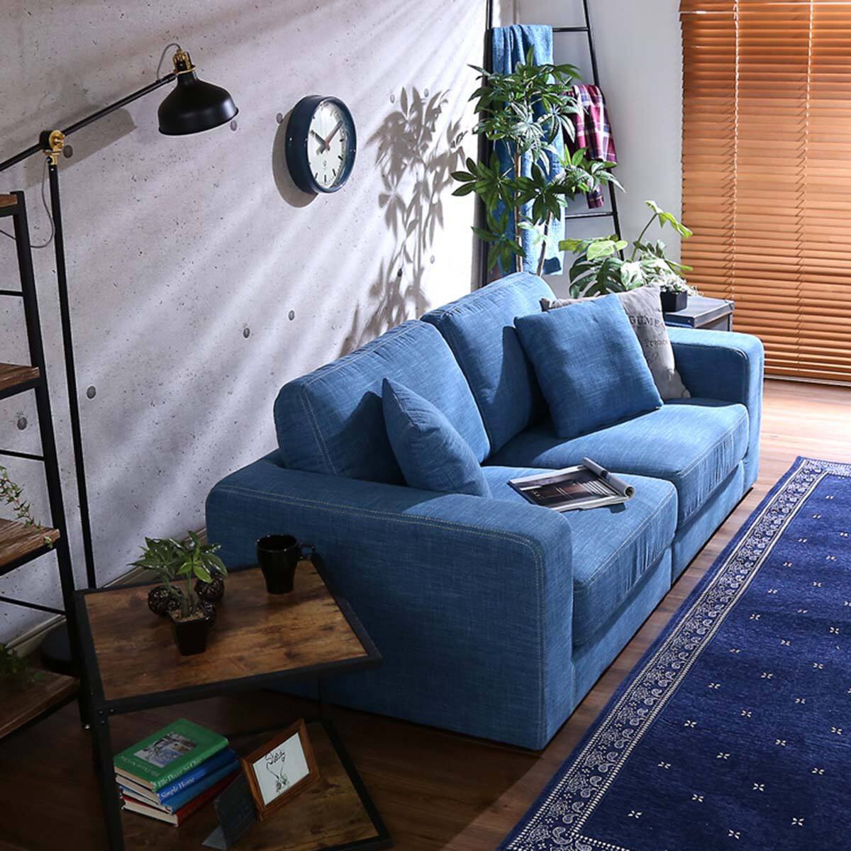 おしゃれなデニム風2人掛けソファ (クッション2個付き) (DBL) | ニトリ