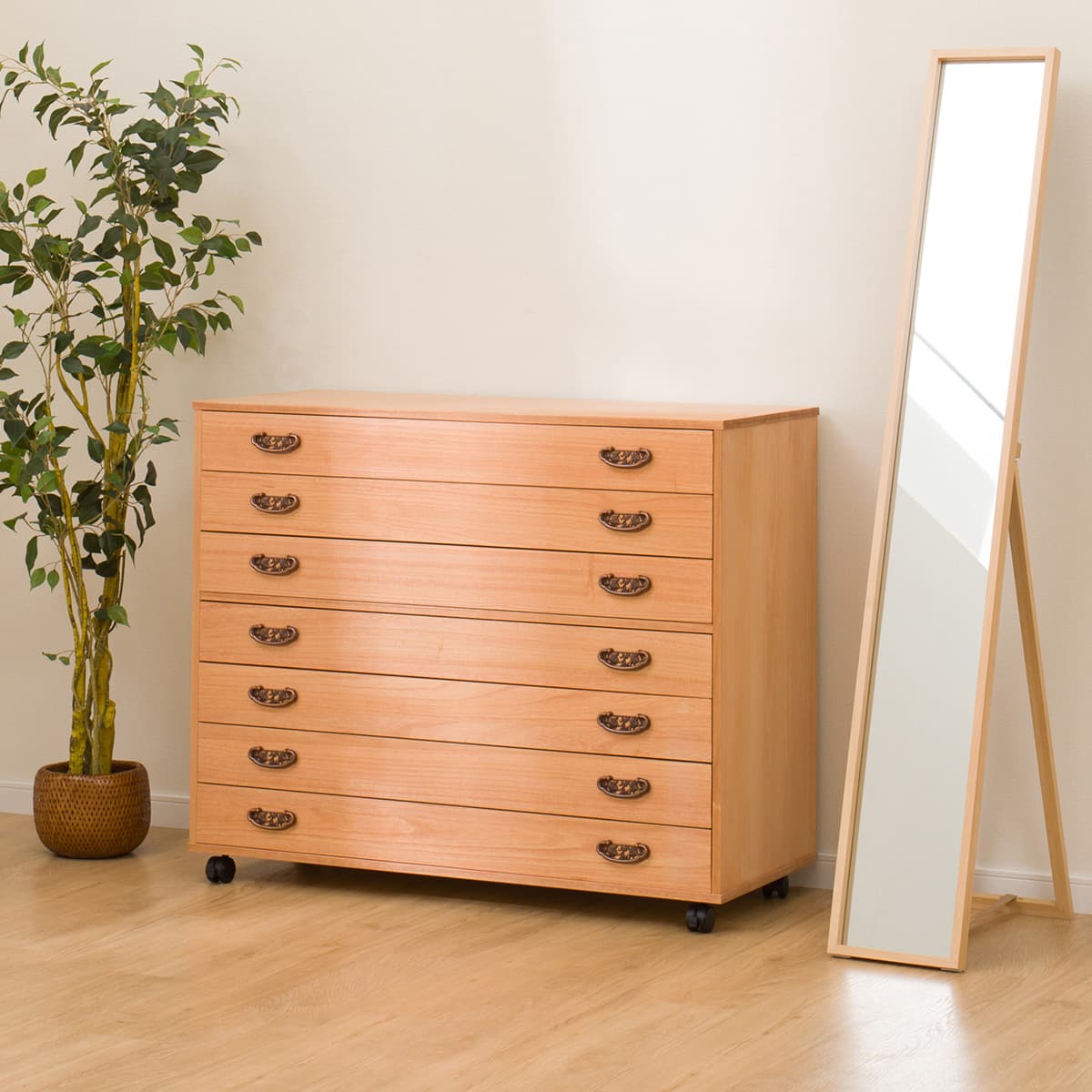 キャスター付き桐チェスト 柿渋仕上げ(MRPA-07) | ニトリネット【公式