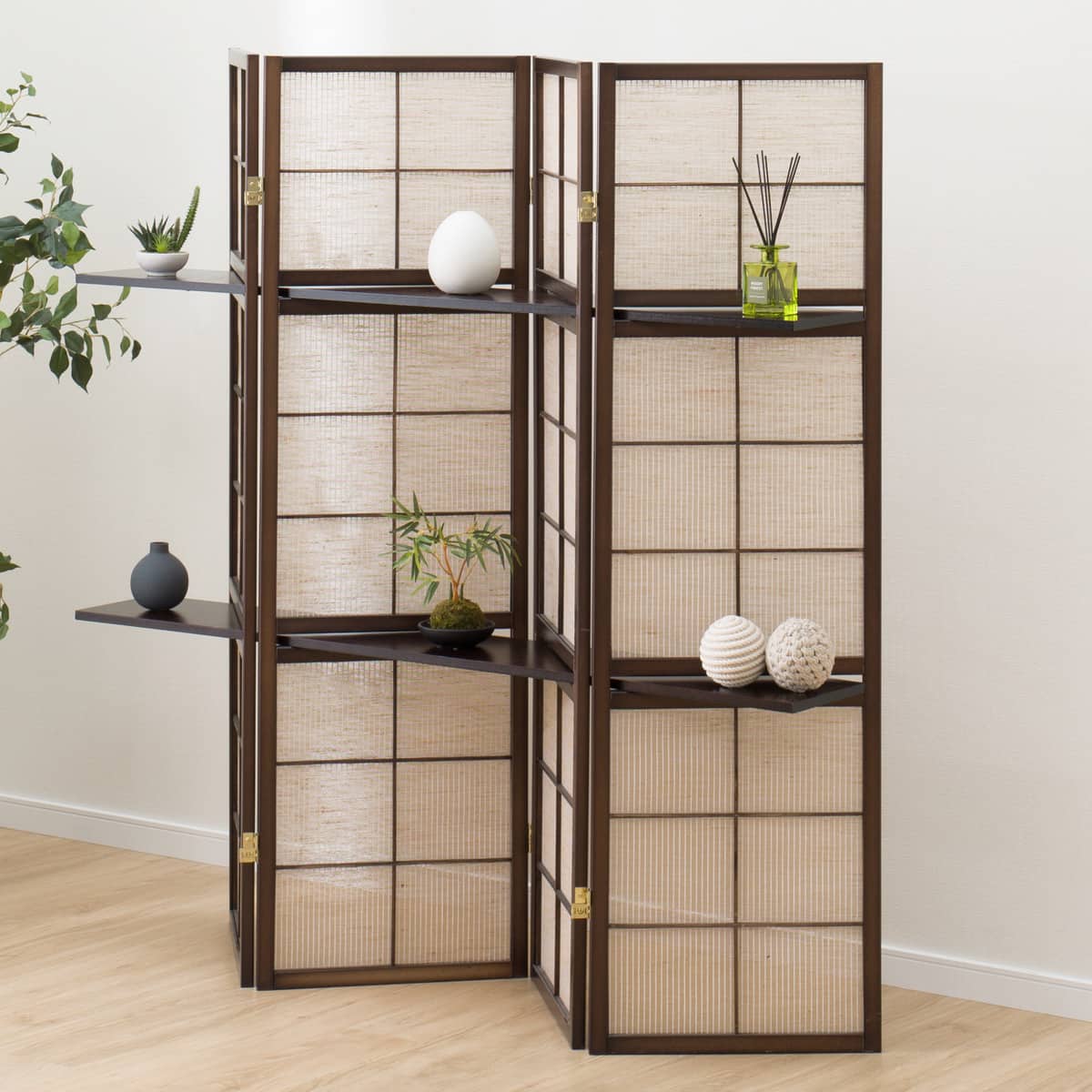 飾り棚付きスクリーン(カガリ 4レン DBR) | ニトリネット【公式】 家具