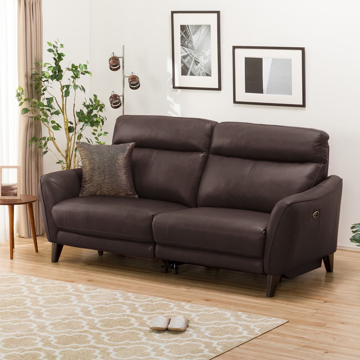 3人掛け両電動リクライニングソファ 本革(一部合成皮革)タイプ