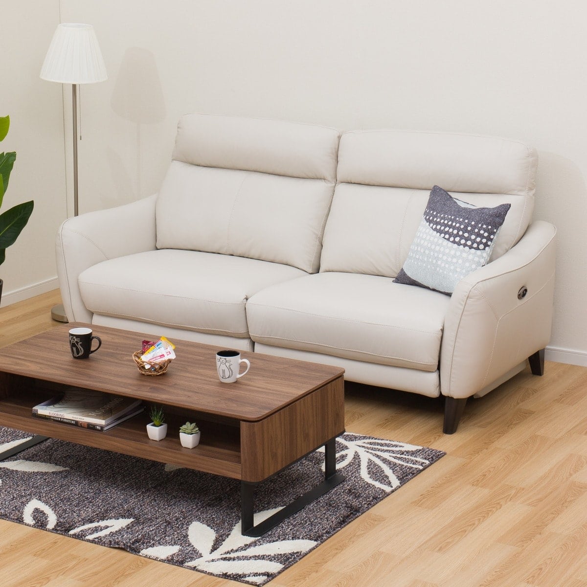 3人掛け両電動リクライニングソファ 本革(一部合成皮革)タイプ