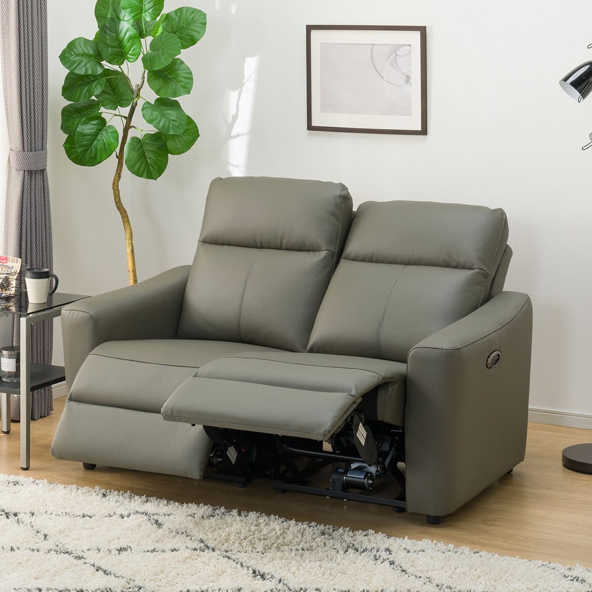 2人掛け電動リクライニングソファ 本革(一部合成皮革)タイプ (UM01 2