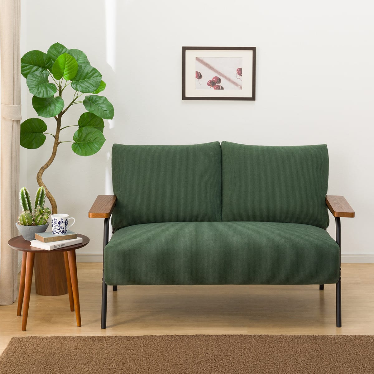 コーデュロイ生地のコンパクトソファ 布張りタイプ (GC03 DkgYGR