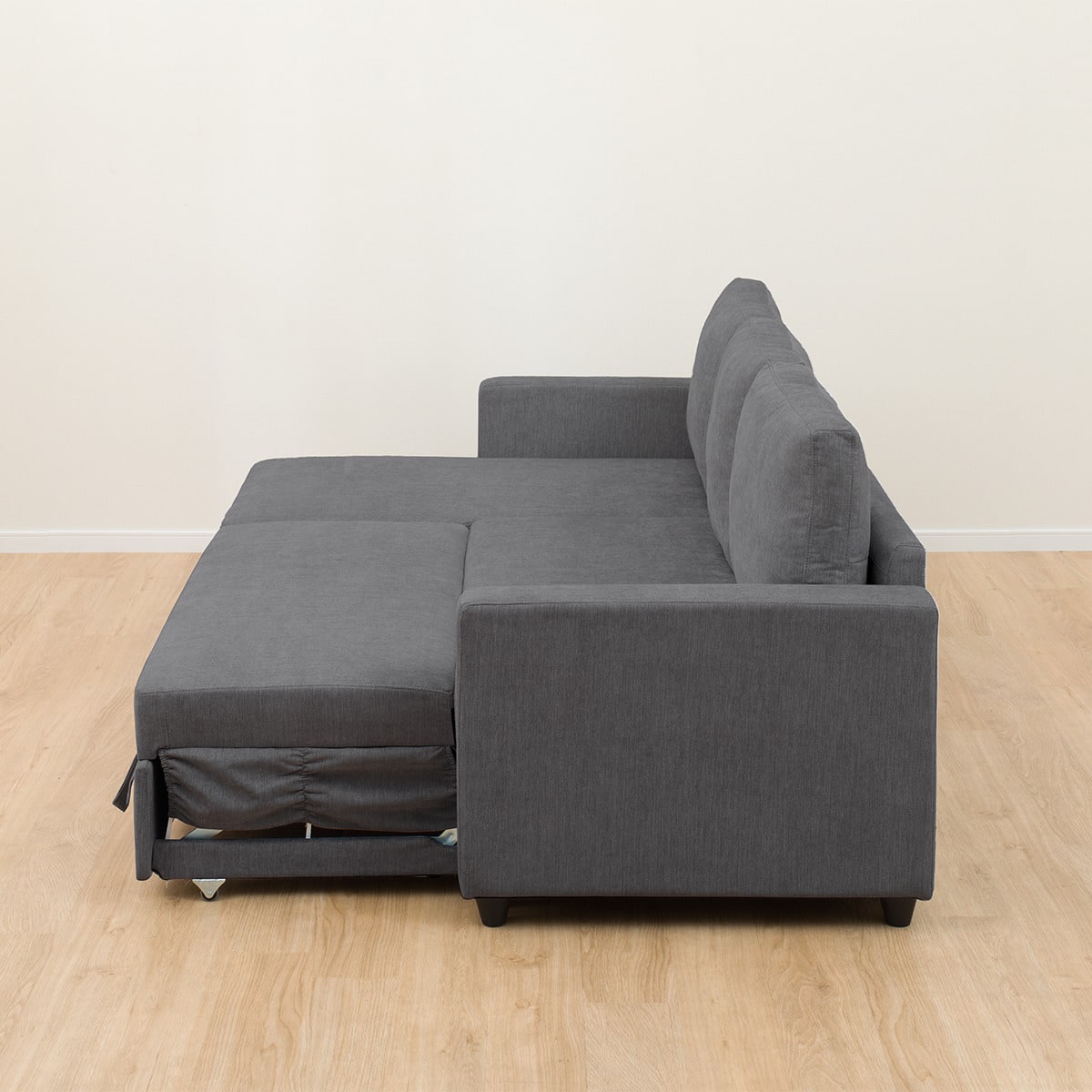 収納付きカウチソファベッド 布張りタイプ (ノアーク2 撥水加工 DGY