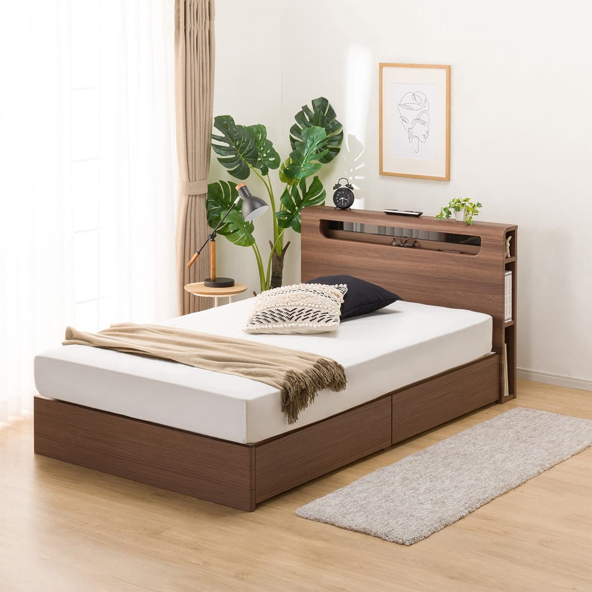 セミダブルベッドフレーム(EB-003 引出し付き MBR DR) | ニトリネット