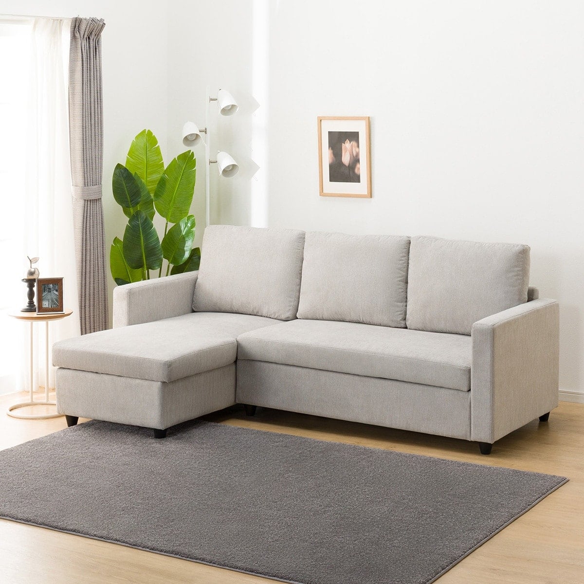 カウチソファ 収納付き 布張りタイプ (ノアーク2 撥水加工タイプ MO