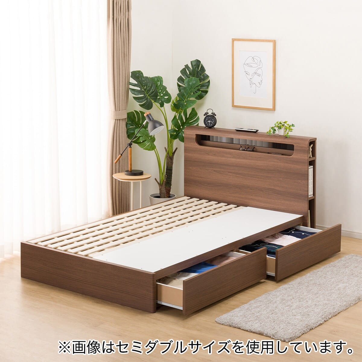 ダブルベッドフレーム(EB-003 引出し付き MBR DR) | ニトリネット