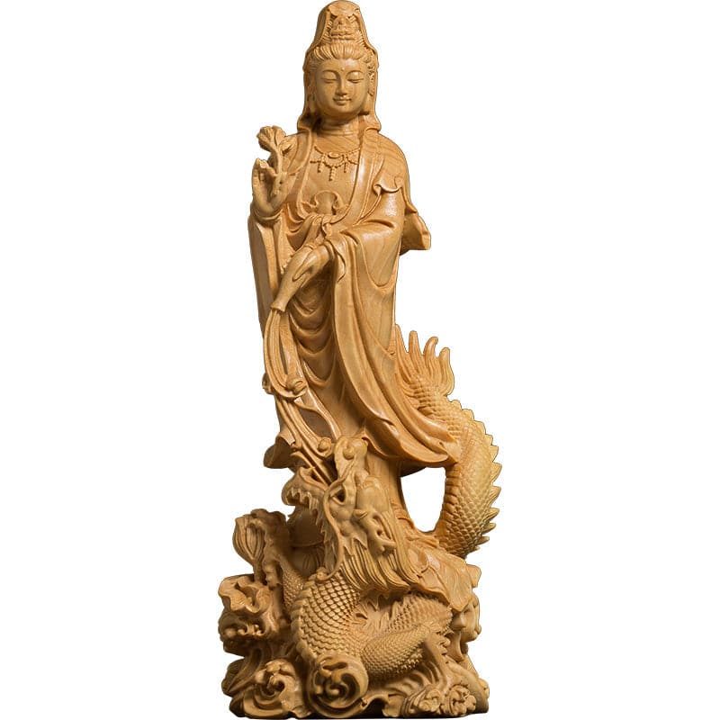 仏像 木彫り 龍に乗った観音様 – 念珊閣仏像