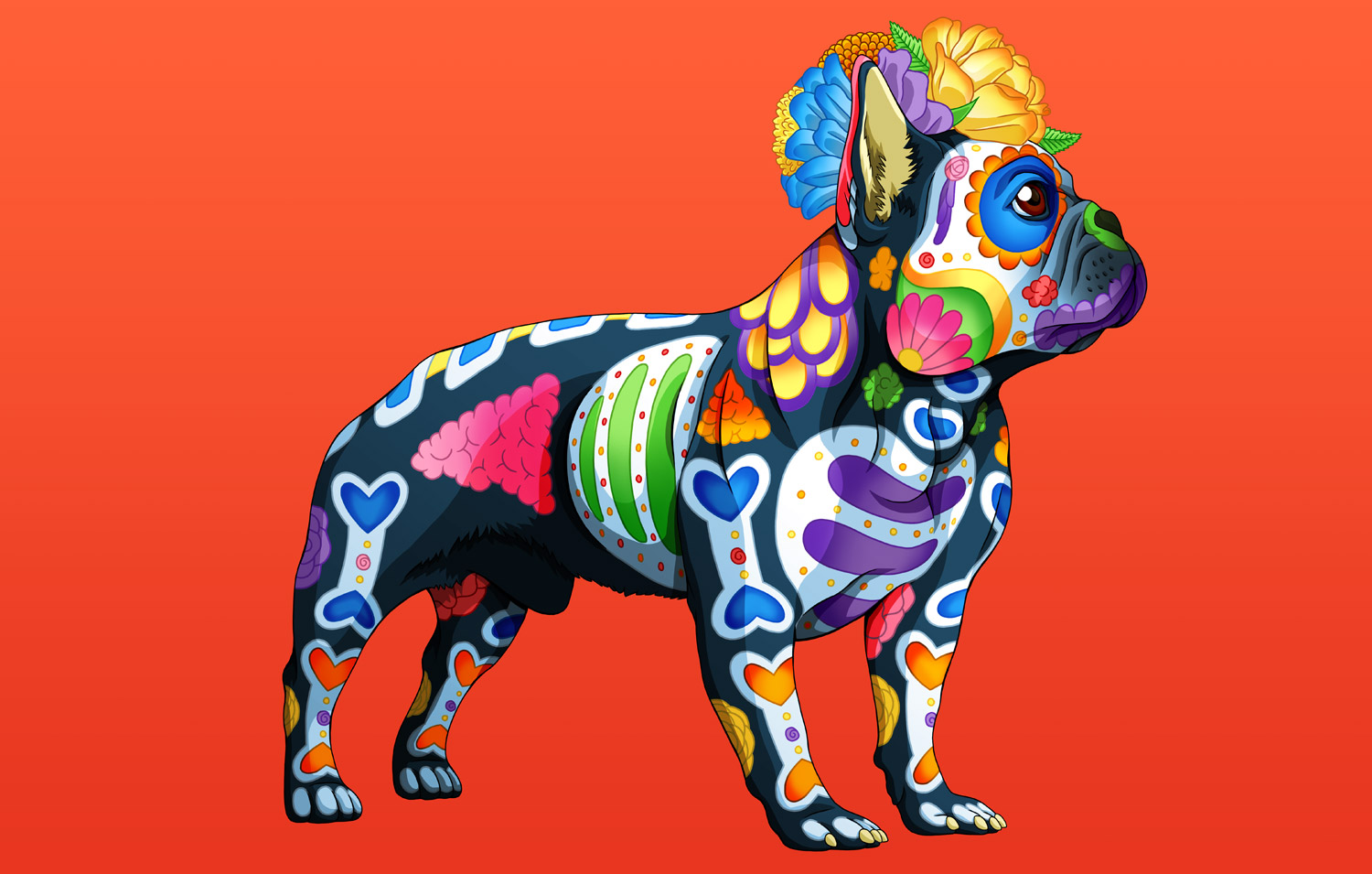 Day of the Dead Dog French Bulldog Art Print - 