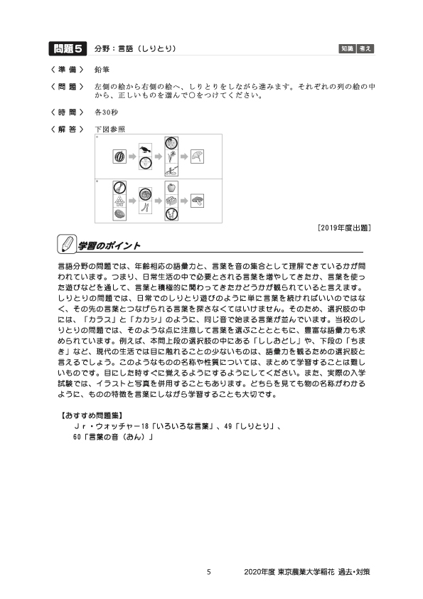 2020年度版 首都圏版(19)東京農業大学稲花小学校 過去・対策問題集