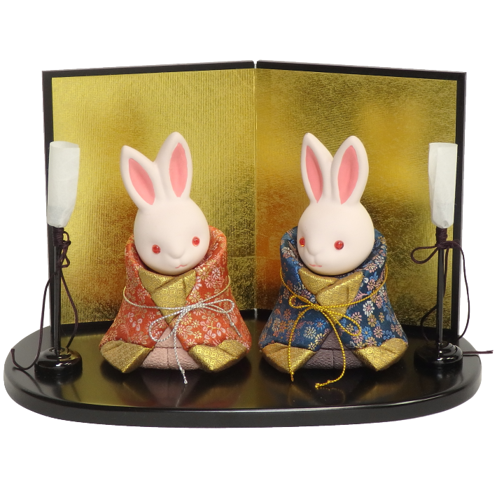 木目込人形 ひな人形 立雛 うさぎ雛_小花【人形堂】