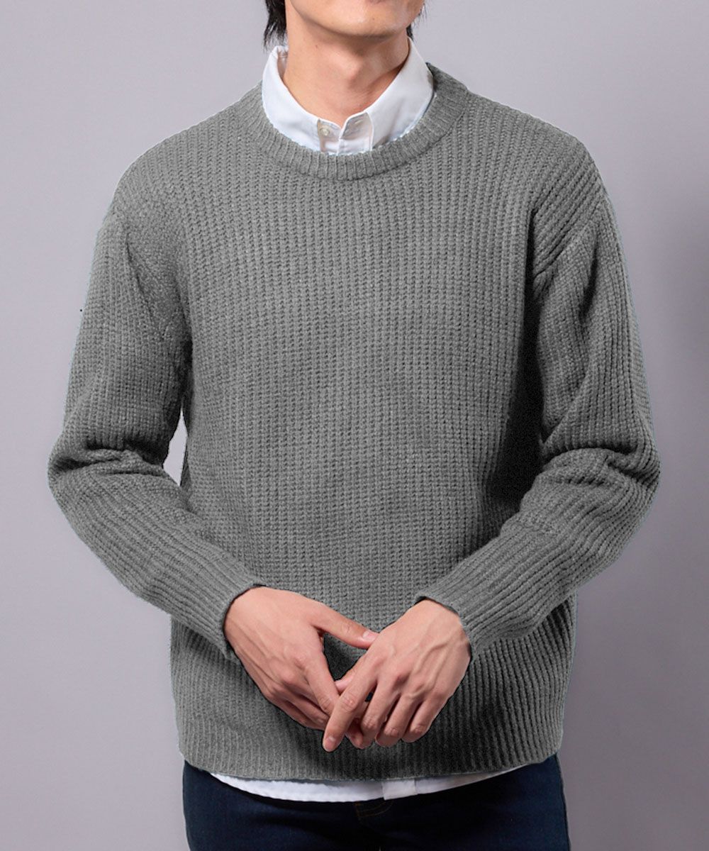 洗える畦編クルーネックセーター（5ゲージ） 通販【ニッセン】